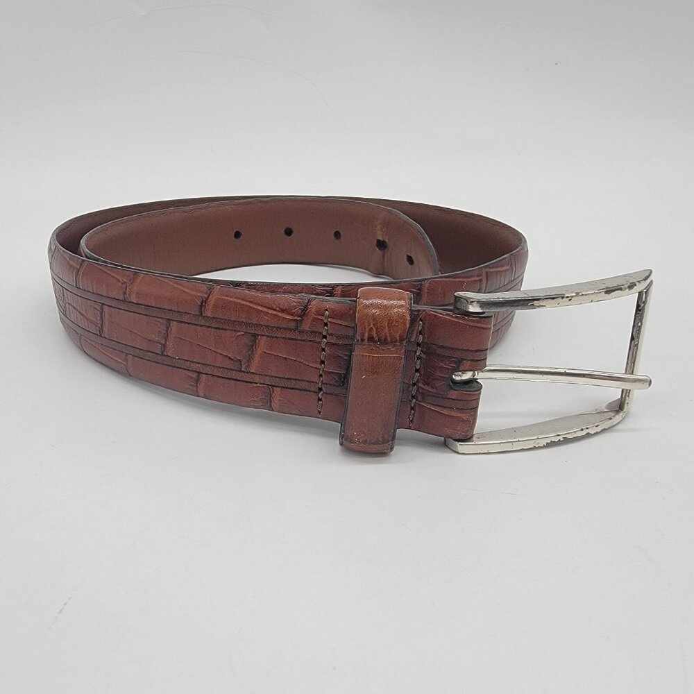 Brighton Belt‎ Leather Belt Womens Sz 32 Brown Brick Look P6107